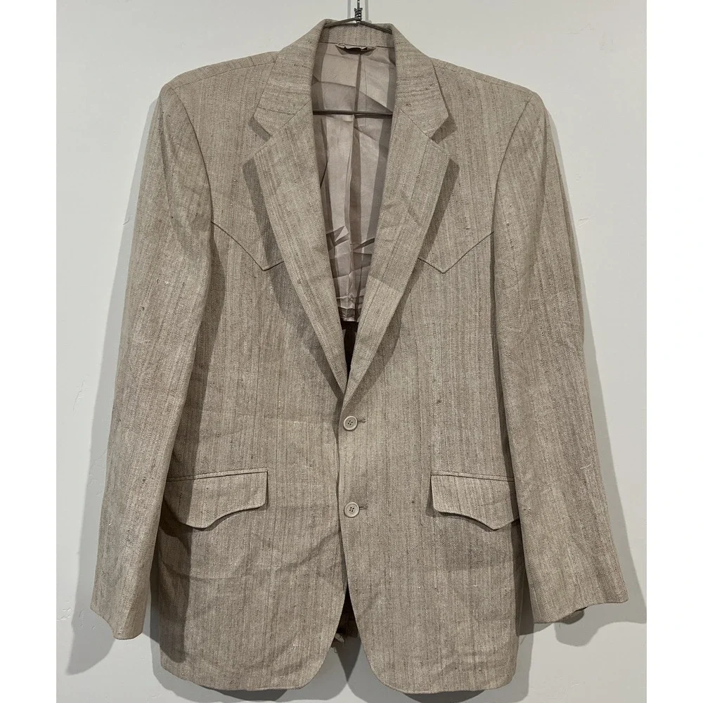 Vintage Mesquite Niver Western Wear Blazer Mens 42Long Beige
